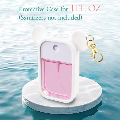 Terpink Silicone Case متوافق مع Rachland Hand Landizer Spray 1 Fl Oz ، حالة وقائية تصميم الماوس مع سلسلة مفاتيح لضباب الطاقة وضباب الوهج ، حزمة رذاذ المطهر اليدوي 1 (أسود) in Kuwait