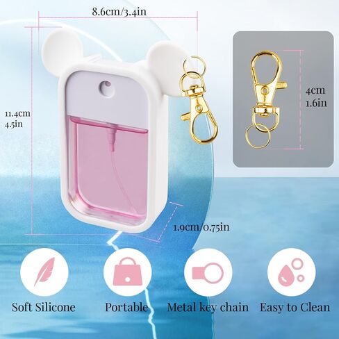Terpink Silicone Case متوافق مع Rachland Hand Landizer Spray 1 Fl Oz ، حالة وقائية تصميم الماوس مع سلسلة مفاتيح لضباب الطاقة وضباب الوهج ، حزمة رذاذ المطهر اليدوي 1 (أسود) in Kuwait
