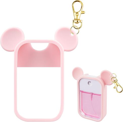 Terpink Silicone Case متوافق مع Rachland Hand Landizer Spray 1 Fl Oz ، حالة وقائية تصميم الماوس مع سلسلة مفاتيح لضباب الطاقة وضباب الوهج ، حزمة رذاذ المطهر اليدوي 1 (أسود) in Kuwait