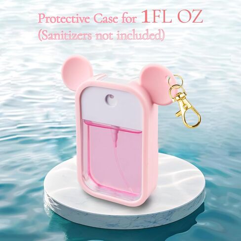 Terpink Silicone Case متوافق مع Rachland Hand Landizer Spray 1 Fl Oz ، حالة وقائية تصميم الماوس مع سلسلة مفاتيح لضباب الطاقة وضباب الوهج ، حزمة رذاذ المطهر اليدوي 1 (أسود) in Kuwait