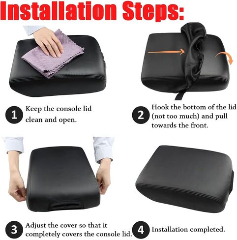 Car Center Console Armrest Cover for Kia Optima 2016 2017 2018 2019 2020 Leather Console Armrest Box Lid Cover Protector Cushion Saver Accessories,Black Stitches in Kuwait