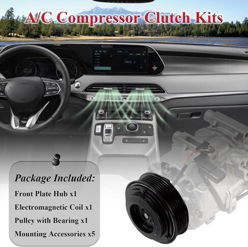 A/C Compressor Clutch Assembly Kit Plate Pulley Bearing Coil Replacement for Hyundai Palisade 2020 2011 2022 V6 3.8L, AC Air Conditioning Compressor Clutch Coil Auto Repair Kit for Palisade 2020-2022 in Saudi Arabia