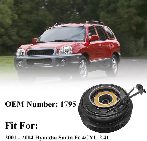 A/C ضاغط القابض مجموعة مجموعة لوحة لوحة تحمل لفائف 795 استبدال لعام 2001-2004 Hyundai Santa Fe 4cyl 2.4l in Saudi Arabia