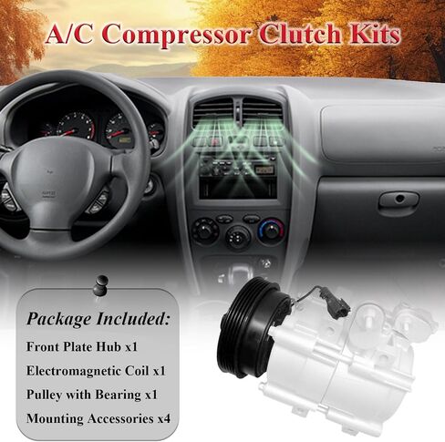 A/C ضاغط القابض مجموعة مجموعة لوحة لوحة تحمل لفائف 795 استبدال لعام 2001-2004 Hyundai Santa Fe 4cyl 2.4l in Saudi Arabia