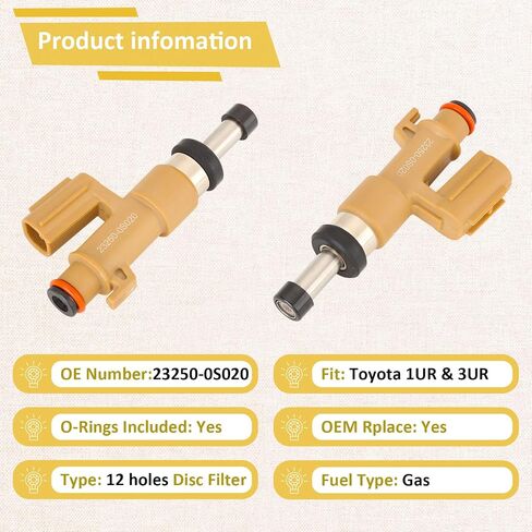 23250-0S020 8cyl 1UR/3UR حقن الوقود ، متوافقة مع/Toyota 5.7L Tundra Sequoia Land Cruiser ، متوافق مع/exus 4.6L GX460 LX570 | 12 ثقوب | | مجموعة من 8 | in Saudi Arabia