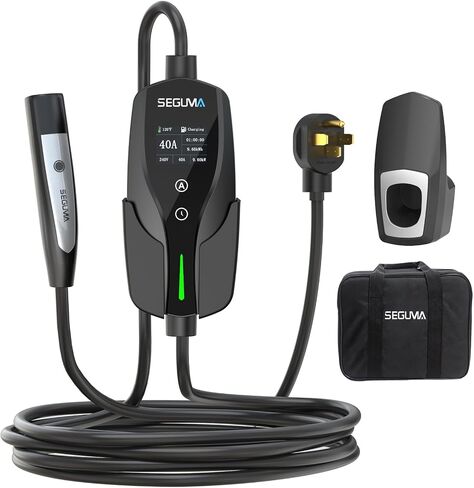 Portable Level 2 EV Charger for Tesla, 40A 240V 9.6kW NACS Charger with NEMA 14-50Plug, Adjustable Current, Delayed Start Timer, 28FT Extension Cord for Tesla Charger, Electric Car Mobile Charger in Saudi Arabia