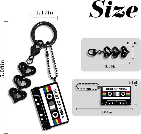 Key Chain Colorful 70s 80s Cassette Tape Resin Acrylic Dangle Keychain accessories outfits for Women Valentine Gift Girl Gifts Charm in Saudi Arabia