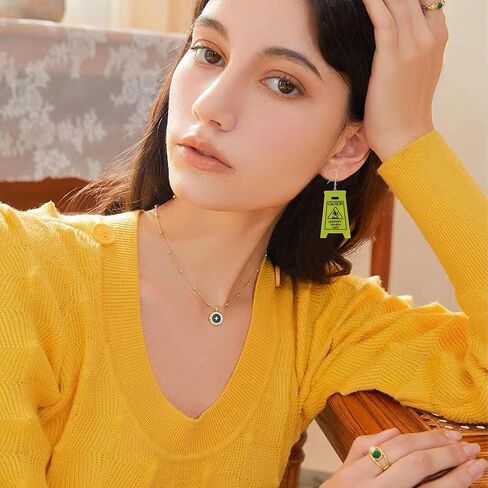Funny Novelty Acrylic Caution Sign Earrings for Women Slippery When Wet Warning Dangle Earrings Party Jewelry in Saudi Arabia