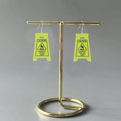 Funny Novelty Acrylic Caution Sign Earrings for Women Slippery When Wet Warning Dangle Earrings Party Jewelry in Saudi Arabia