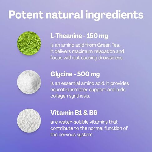 مكملات دعم Neuro Urvi®-500 ملغ من الجليكاين ، 150 ملغ L-theanine (فاعلية عالية) ، فيتامينات B1 و B6 للتركيز الهادئ والاسترخاء والنوم-خالي من السكر-الشاي الأخضر والتفاح-60 in Kuwait
