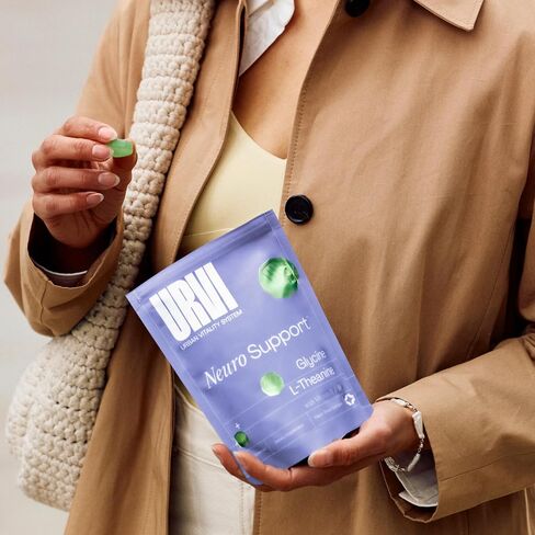 URVI® Neuro Support Supplement Gummies – 500 mg Glycine, 150 mg L-Theanine (high Potency), Vitamins B1 & B6 for Calm Focus, Relaxation, & Sleep – Sugar-Free – Green Tea & Apple – 60 Count in Saudi Arabia