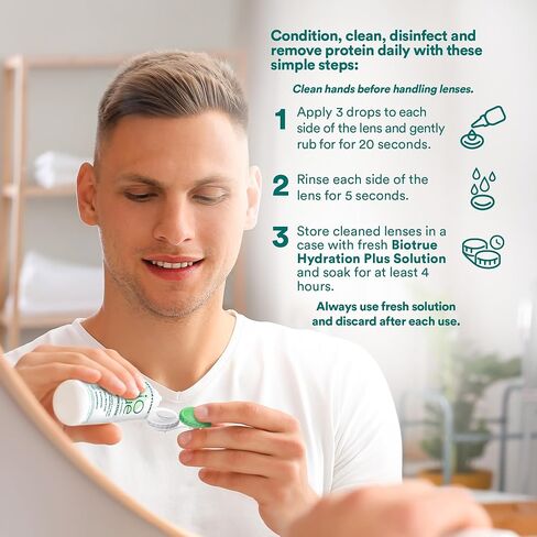 Biotrue Hydration Plus Contact Lens Solution, Multi-Purpose Solution for Soft Contact Lenses, Lens Case Included, 10 FL OZ (Pack of 2) in Kuwait