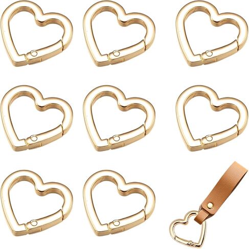 8pcs على شكل قلب مقطع مفاتيح ، ميني القلب الثقيل الكارابينر ، carabiner لطيف لطيف ، مناسبة للمحافظ ، حقائب الظهر ، الحرف اليدوية (الذهب الفاتح) in Kuwait
