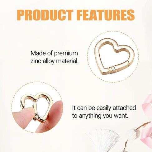 8pcs على شكل قلب مقطع مفاتيح ، ميني القلب الثقيل الكارابينر ، carabiner لطيف لطيف ، مناسبة للمحافظ ، حقائب الظهر ، الحرف اليدوية (الذهب الفاتح) in Kuwait