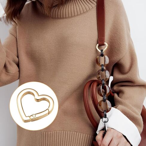 8pcs على شكل قلب مقطع مفاتيح ، ميني القلب الثقيل الكارابينر ، carabiner لطيف لطيف ، مناسبة للمحافظ ، حقائب الظهر ، الحرف اليدوية (الذهب الفاتح) in Kuwait