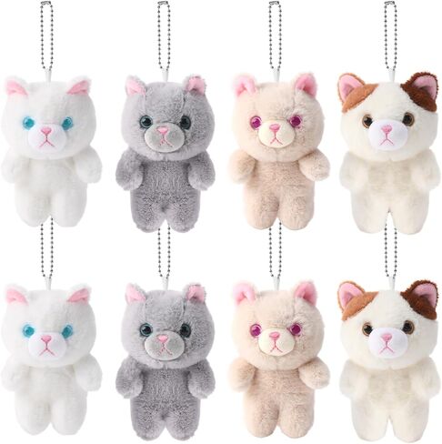 Soulchen 8 PCS Cat Plush -keychain bulk 4 inch mini inchten cute pusted antive mornament bag bag to to to school gift for student baby birth in Kuwait