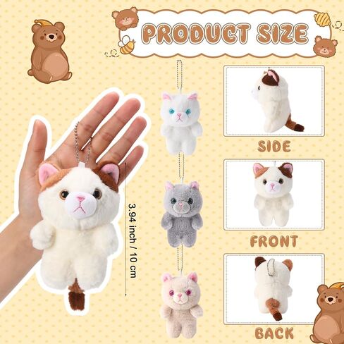 Soulchen 8 PCS Cat Plush -keychain bulk 4 inch mini inchten cute pusted antive mornament bag bag to to to school gift for student baby birth in Kuwait