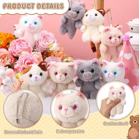 Soulchen 8 PCS Cat Plush -keychain bulk 4 inch mini inchten cute pusted antive mornament bag bag to to to school gift for student baby birth in Kuwait