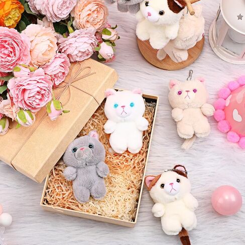 Soulchen 8 PCS Cat Plush -keychain bulk 4 inch mini inchten cute pusted antive mornament bag bag to to to school gift for student baby birth in Kuwait