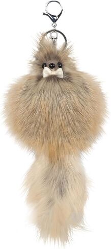 Cute Faux Fur Animal Keychain for Women, Plush Pom Pom Bag Charm Pendant with Tail, Furry Keyring Car Accessories Gifts in Saudi Arabia