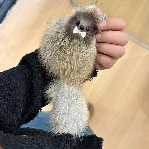 Cute Faux Fur Animal Keychain for Women, Plush Pom Pom Bag Charm Pendant with Tail, Furry Keyring Car Accessories Gifts in Saudi Arabia