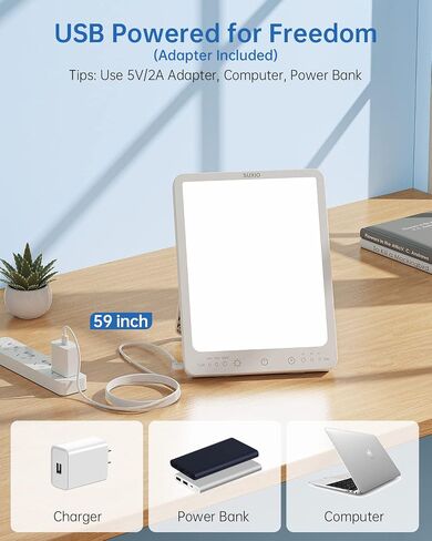 SUXIO Light Therapy Lamp - 10000 Lux Therapy Light, 3 Timing & Mode Happy Lamp, Touch Control Daylight Lamps with Memory Function, Portable Light Therapy Box for Home/Office Use As Lift Mood in Kuwait