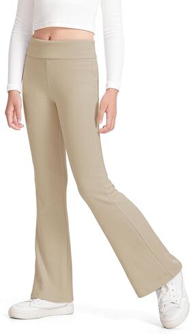BOOPH Girls Leggings Kids Flare Leggings Fold Over Waistband Casual Bell Bottom Pants for Teens in Saudi Arabia