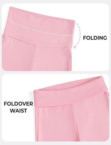BOOPH Girls Leggings Kids Flare Leggings Fold Over Waistband Casual Bell Bottom Pants for Teens in Saudi Arabia