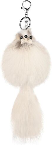Cute Faux Fur Animal Keychain for Women, Plush Pom Pom Bag Charm Pendant with Tail, Furry Keyring Car Accessories Gifts in Saudi Arabia