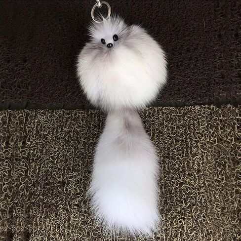 Cute Faux Fur Animal Keychain for Women, Plush Pom Pom Bag Charm Pendant with Tail, Furry Keyring Car Accessories Gifts in Saudi Arabia