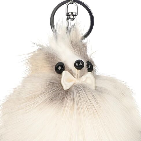 Cute Faux Fur Animal Keychain for Women, Plush Pom Pom Bag Charm Pendant with Tail, Furry Keyring Car Accessories Gifts in Saudi Arabia