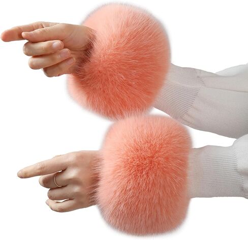Women's Faux Fur Wrist Cuffs, Winter Fox Furry Wristbands, Fluffy Fur Cuff Bracelets, Arm Warmers in Kuwait