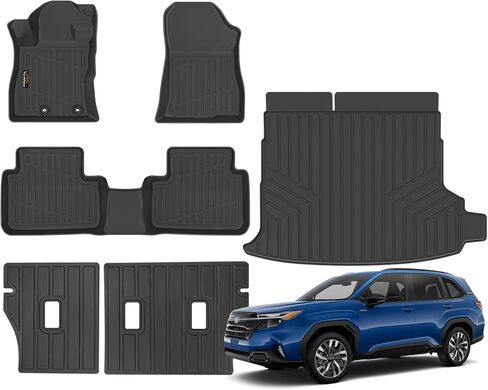 Floor Mats Fit for Subaru Forester Hybrid 2025 Trunk Mat with Backrest Mat All Weather TPE Rubber Cargo Liner Back Seat Protector Full Set for Forester 2025 Plug-in Hybrid Accessories, Black in Kuwait