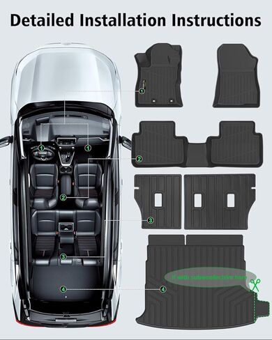 Floor Mats Fit for Subaru Forester Hybrid 2025 Trunk Mat with Backrest Mat All Weather TPE Rubber Cargo Liner Back Seat Protector Full Set for Forester 2025 Plug-in Hybrid Accessories, Black in Kuwait