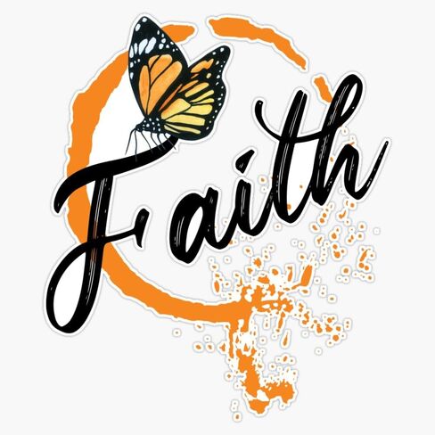 Faith Monarch Butterfly with Orange Paint Spatter Sticker Vinyl Waterproof Sticker Decal Car Laptop Wall Window Bumper Sticker 5" in Saudi Arabia