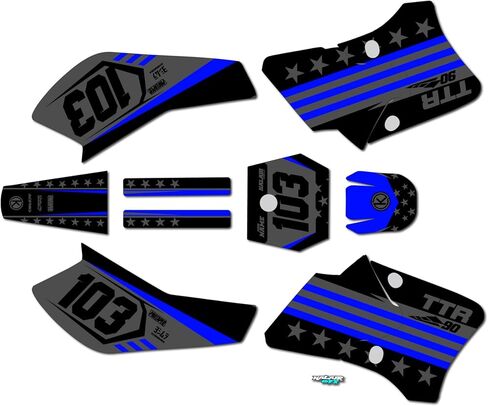 Graphics Kit for Yamaha TTR90 (2000-2008) USA Series Blue-shift 09 Mil - Dirt bike Custom Racing Graphics Decals Stickers Kit, no-plastics in Saudi Arabia