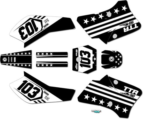 Graphics Kit for Yamaha TTR90 (2000-2008) USA Series Blue-shift 09 Mil - Dirt bike Custom Racing Graphics Decals Stickers Kit, no-plastics in Saudi Arabia