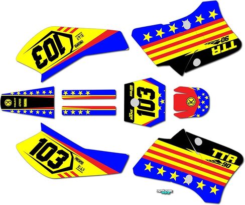 Graphics Kit for Yamaha TTR90 (2000-2008) USA Series Blue-shift 09 Mil - Dirt bike Custom Racing Graphics Decals Stickers Kit, no-plastics in Saudi Arabia