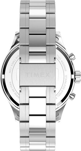 Timex Men's Dress Chronograph 43mm Watch - Silver-Tone Bracelet Black Dial Silver-Tone Case in Saudi Arabia