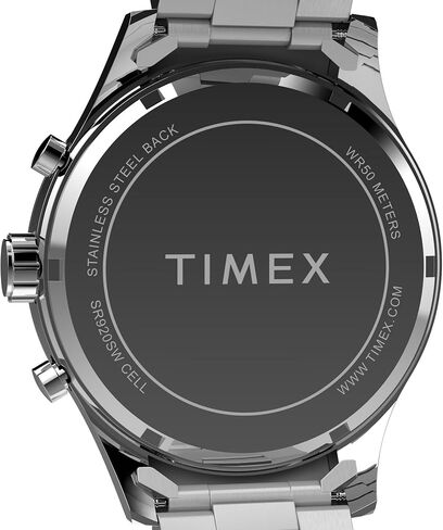 Timex Men's Dress Chronograph 43mm Watch - Silver-Tone Bracelet Black Dial Silver-Tone Case in Saudi Arabia
