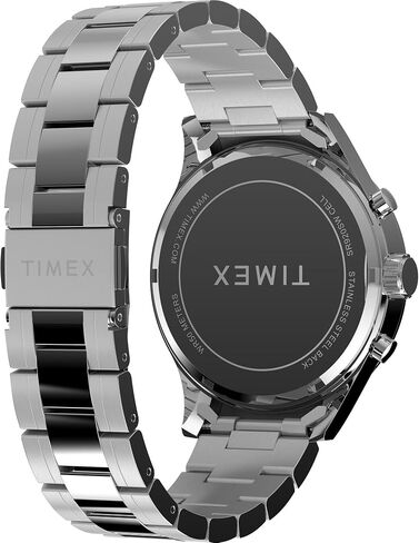 Timex Men's Dress Chronograph 43mm Watch - Silver-Tone Bracelet Black Dial Silver-Tone Case in Saudi Arabia