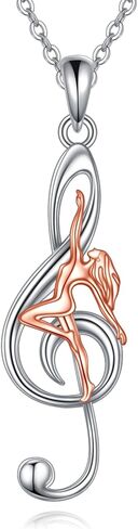 URONE Music Note Dance Necklace 925 Sterling Silver Musical Ballet Pendant Dancer Dancing Jewelry for Women Dancer Music Lover in Kuwait