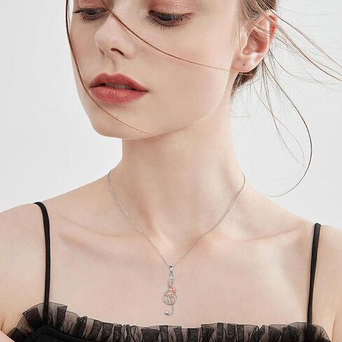 URONE Music Note Dance Necklace 925 Sterling Silver Musical Ballet Pendant Dancer Dancing Jewelry for Women Dancer Music Lover in Kuwait