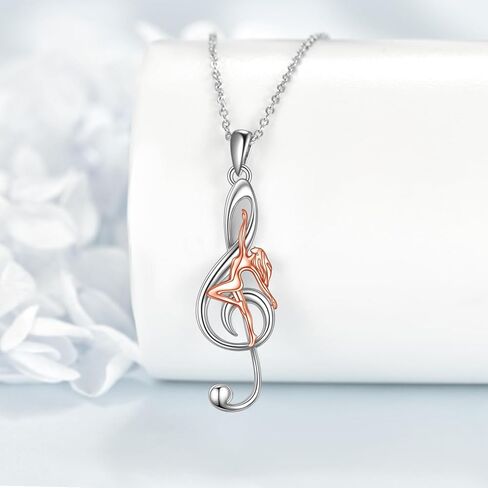 URONE Music Note Dance Necklace 925 Sterling Silver Musical Ballet Pendant Dancer Dancing Jewelry for Women Dancer Music Lover in Kuwait