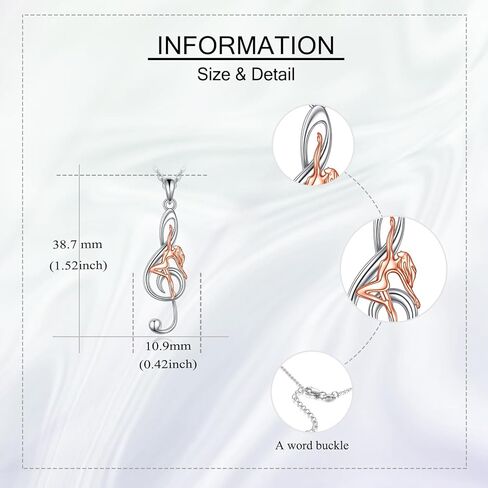 URONE Music Note Dance Necklace 925 Sterling Silver Musical Ballet Pendant Dancer Dancing Jewelry for Women Dancer Music Lover in Kuwait