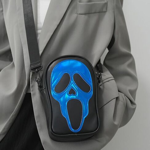 Halloween Crossbody Bag Reflective Ghost Face Purse for Women Men Halloween Accessories in Saudi Arabia
