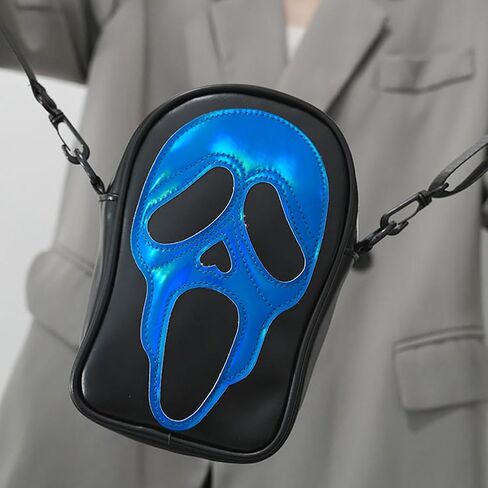 Halloween Crossbody Bag Reflective Ghost Face Purse for Women Men Halloween Accessories in Saudi Arabia