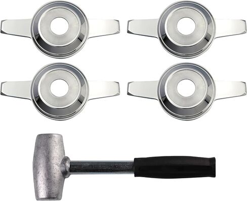 Zenith Style 2 Cut Cut Spinner Caps (مجموعة من 4) | Triple Chrome Plated 2 Bar/Wing Straight Knock Off Spinner Caps with Wheel Chip Recess | مصمم للسيارات المنخفضة مع عجلات سلكية in Kuwait