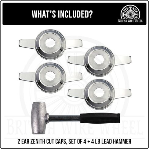 Zenith Style 2 Cut Cut Spinner Caps (مجموعة من 4) | Triple Chrome Plated 2 Bar/Wing Straight Knock Off Spinner Caps with Wheel Chip Recess | مصمم للسيارات المنخفضة مع عجلات سلكية in Kuwait