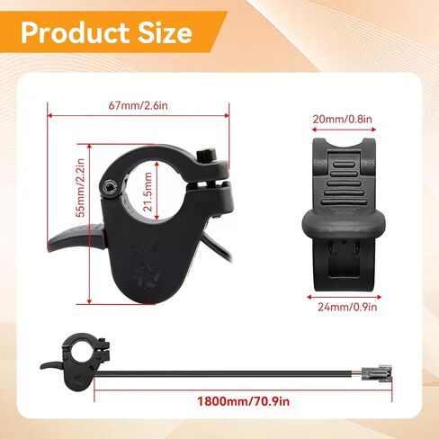 Ebike Thumb Thumb Thribttle ، مسرع سرعة الإصبع 300X اليمين/اليسار الأيسر التفكيك سريع الخانق الدراجة الكهربائية مسرع 12V/24V/36V/48V/52V/60V/72V (قابس مضاد للماء) in Kuwait